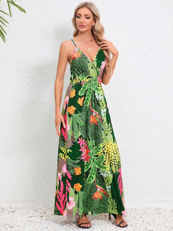 Garden Party Women's Cami Maxi Dress with Tropical Print