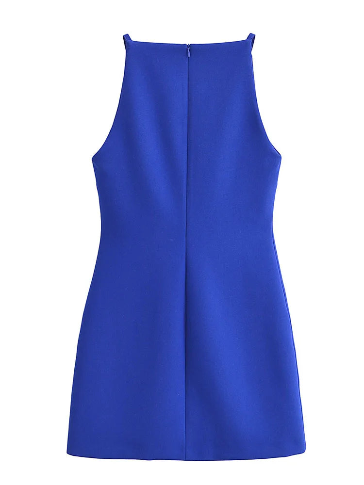 Casual Dresses- Women's Boatneck Shift Mini Dress - Solid Sleeveless Style- - Chuzko Women Clothing