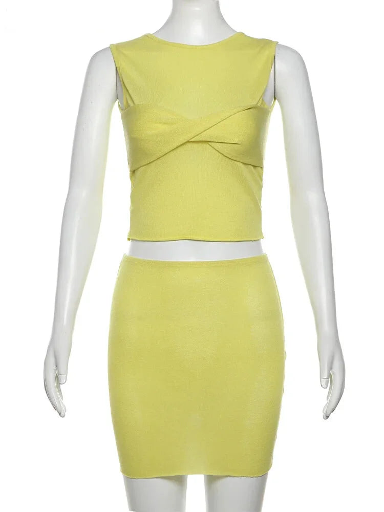 Sleeveless Top & Mini Skirt Set - Mermaid-Inspired Summer Outfit for Women
