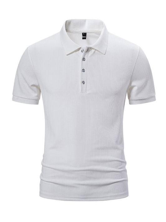 Polos- Textured Polo Shirt for Men's Everyday Wear- White- Chuzko Women Clothing