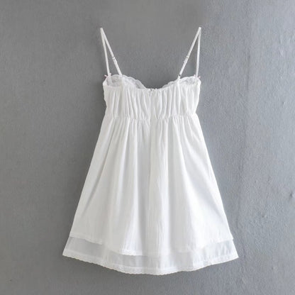 Summer Dresses- Empire Summer Cotton Layered Bustier Cami Dress- - Chuzko Women Clothing