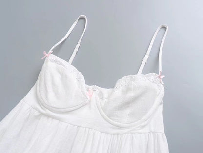 Summer Dresses- Empire Summer Cotton Layered Bustier Cami Dress- - Chuzko Women Clothing