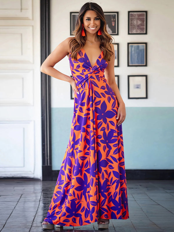 Summer Dresses- Palm Paradise Women's Cami Maxi Dress for Summer Adventures- - Chuzko Women Clothing