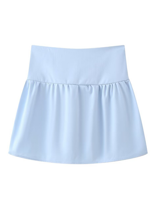 Tops- Summer Solid Cotton Peplum Strapless Tube Top for Women- Clear blue- Chuzko Women Clothing