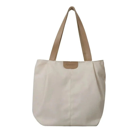 Tote Bags- Everyday Tote Bag in Textured Canvas with Leather Accents- - Chuzko Women Clothing