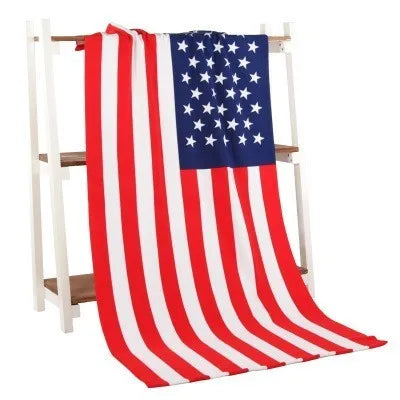 Towels- Patriotic Plush USA Flag Print Quick-Dry Towel- American Flag Print- Chuzko Women Clothing