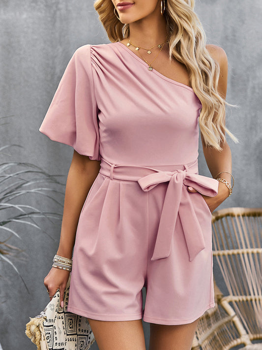 Chic and Comfortable One-Shoulder Jumpsuit - Your Perfect Companion for Every Occasion Jumpsuits - Chuzko Women Clothing