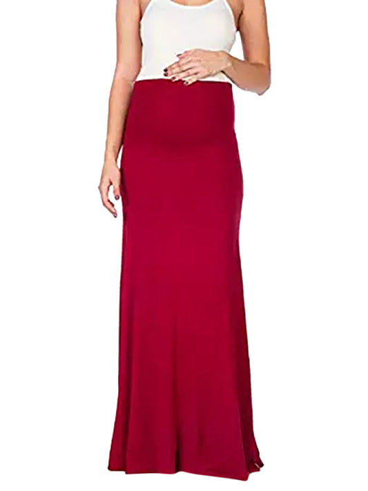 Bump-Friendly Maternity Mermaid Long Skirt in Solid Color