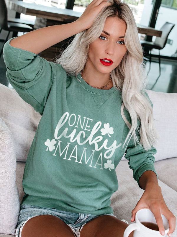 Sweatshirts- Women's St. Patrick's Day Lucky Print Sweatshirt- - Chuzko Women Clothing