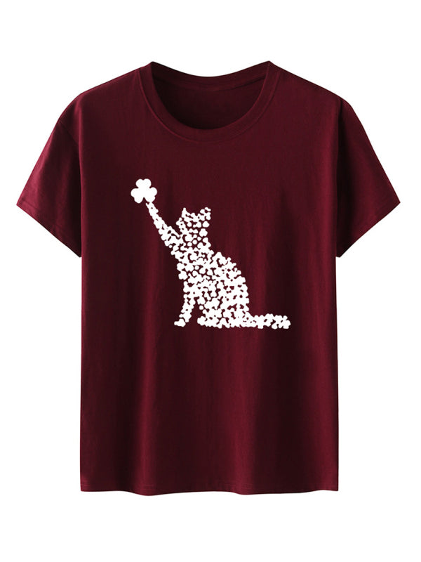 Tees- Women's St. Paddy's Day Luck Tee- Wine Red- Chuzko Women Clothing