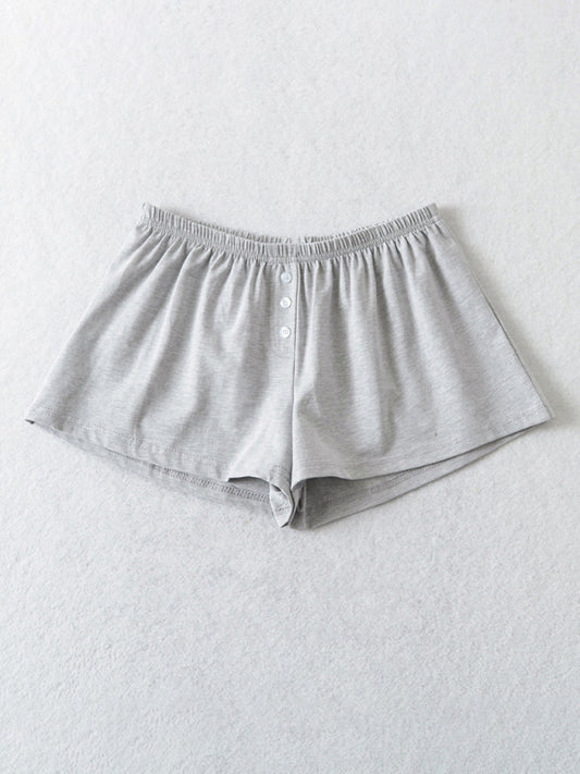 Wide-Leg Shorts- Solid Elastic Waist Flared Shorts for Summer Days- Chuzko Women Clothing