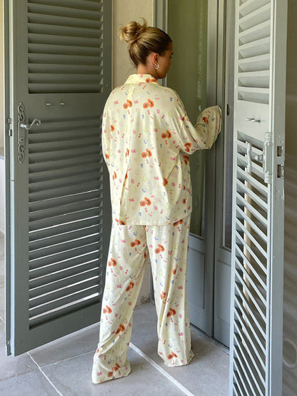Women’s Pajamas Oversized Set Long Sleeve Shirt and Pants Pajamas Set - Chuzko Women Clothing