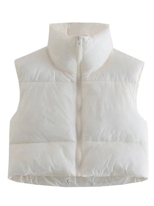 Thick Zip-Up Puffer Vest Jacket for Casual Outings Puffer Vests - Chuzko Women Clothing