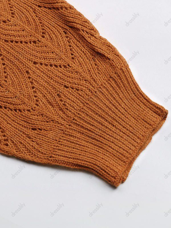 Cotton Openwork Stripe Sweater - Women's Oversized Knitwear Sweaters - Chuzko Women Clothing