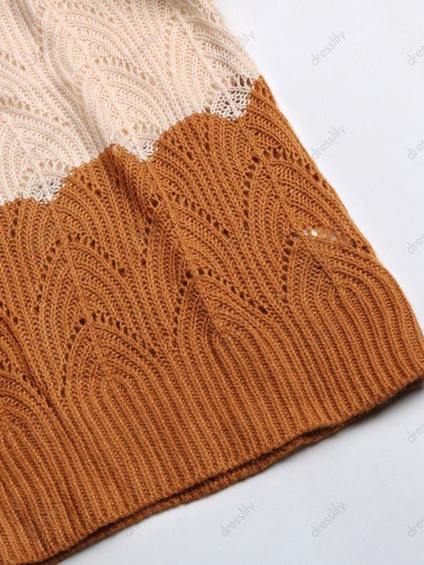 Cotton Openwork Stripe Sweater - Women's Oversized Knitwear Sweaters - Chuzko Women Clothing