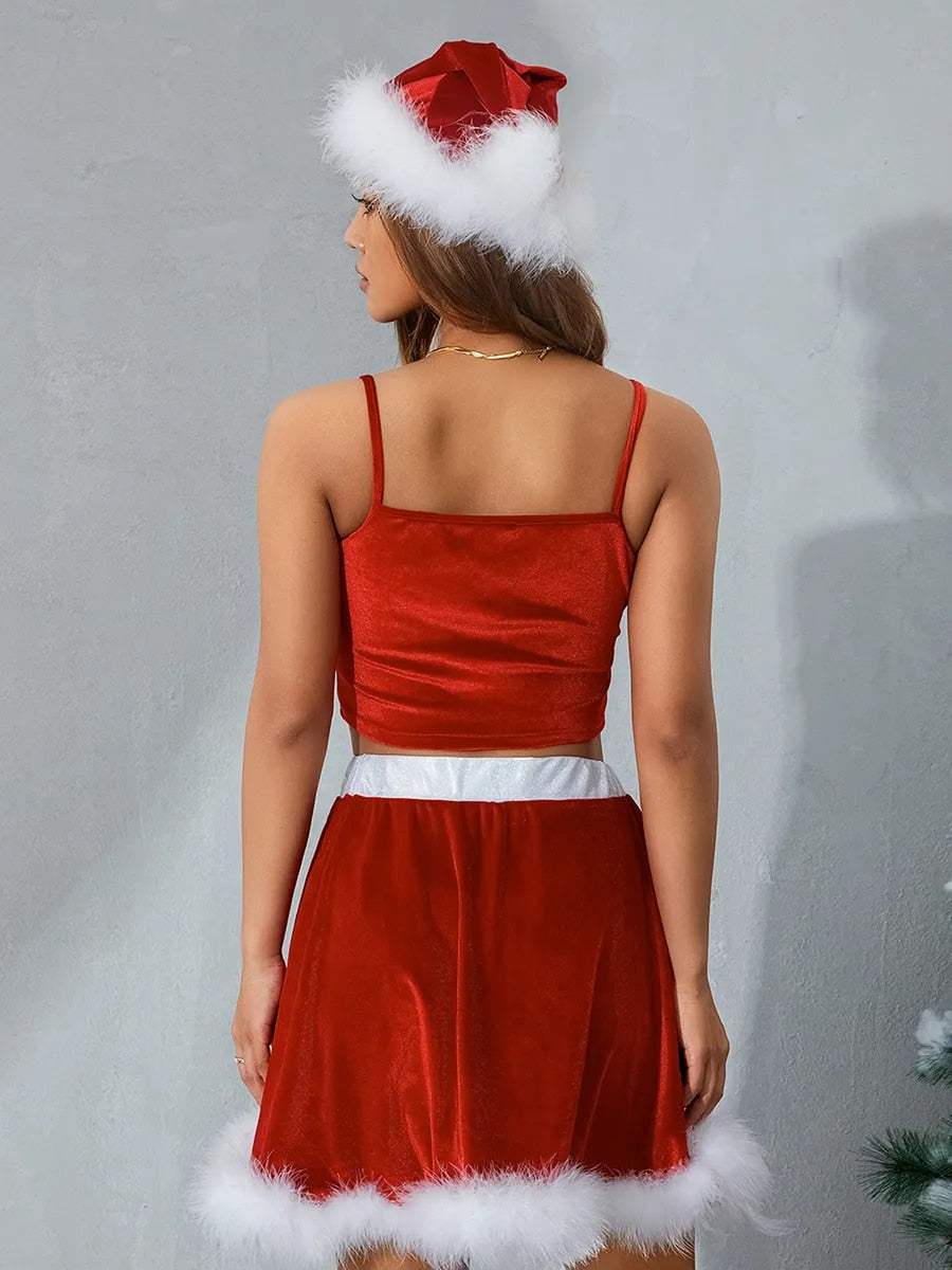 Sexy Christmas Cosplay Woman Santa Claus Costumes Bodysuit