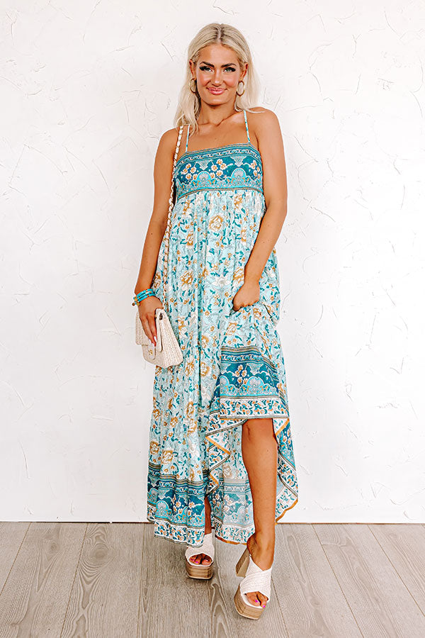 Charming Floral Backless Cami Maxi Dress with Adjustable Straps Maxi Dress - Chuzko Women Clothing