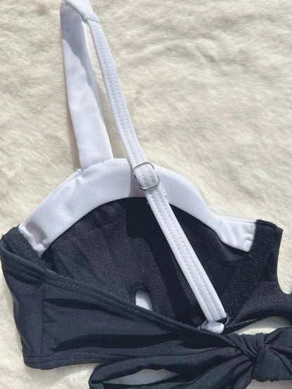 Beach Contrast Binding 2-Piece Swimwear Set with Underwire Bra