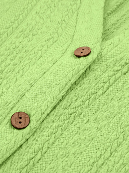 Jacquard Button-Up Short Sleeves Romper - Short-Length Shirt Belted Playsuit