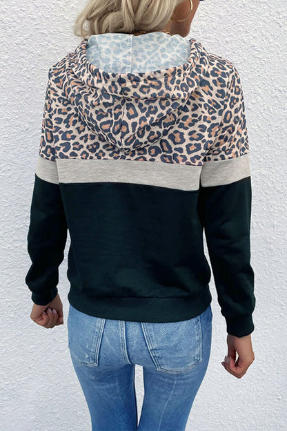 Chic Leopard Print Hoodie - Women's Sweatshirt with Kangaroo Pocket Hoodies - Chuzko Women Clothing