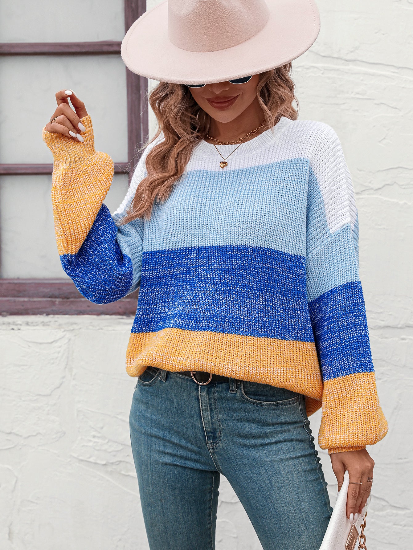 Trendy Knitwear: Women's Multicolor Sweater - Eye-Catching Design Sweaters - Chuzko Women Clothing