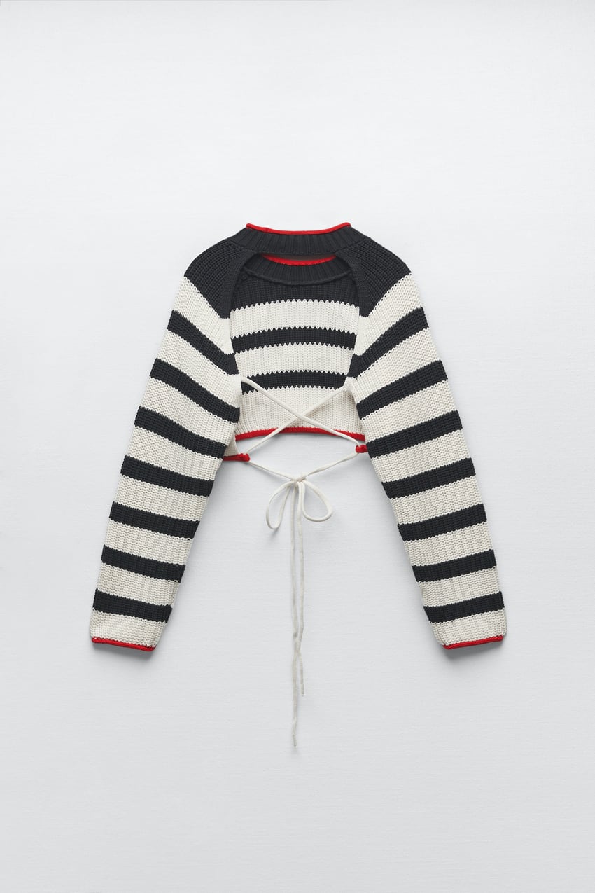 Knit Backless Bolero: Women's Striped Sweater Sweaters - Chuzko Women Clothing