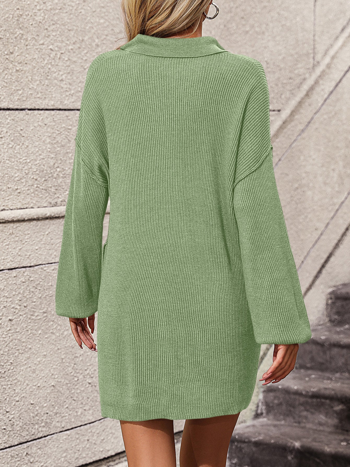 Oversized Shirt Neck Sweater: Women's Cotton Knitwear Sweaters - Chuzko Women Clothing