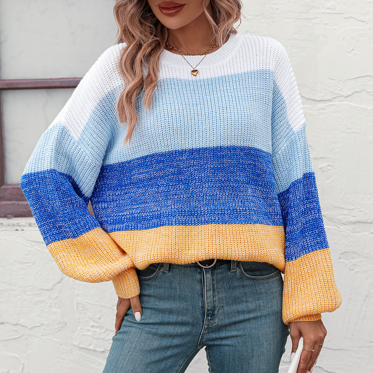 Trendy Knitwear: Women's Multicolor Sweater - Eye-Catching Design Sweaters - Chuzko Women Clothing