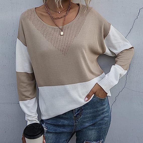 Women's Fall Winter Sweater: Cozy Knit, See-through, Ribbed Trim Sweaters - Chuzko Women Clothing