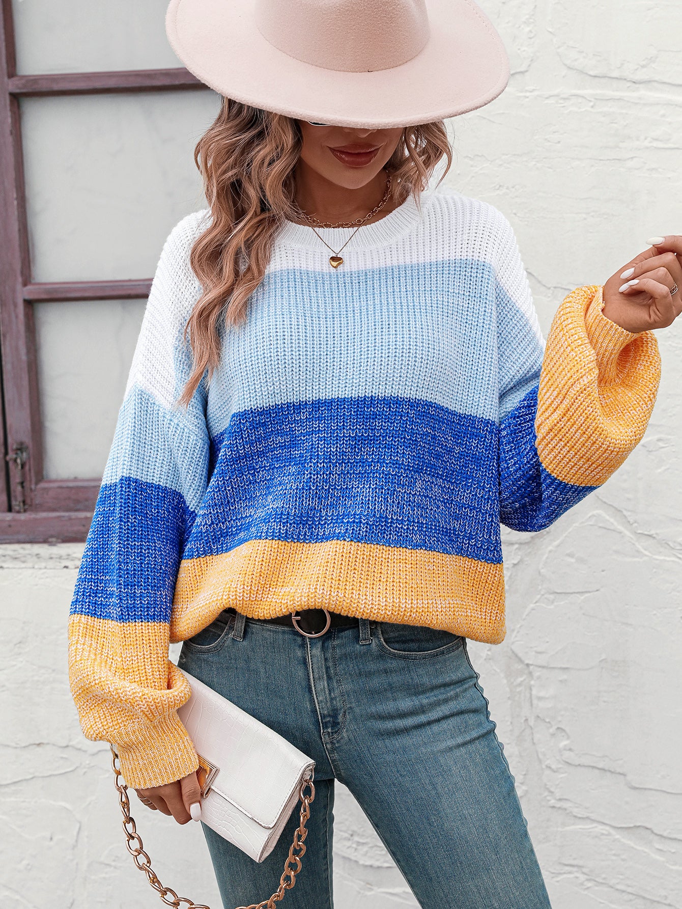 Trendy Knitwear: Women's Multicolor Sweater - Eye-Catching Design Sweaters - Chuzko Women Clothing