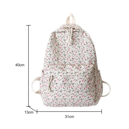 Backpack- Floral Print School Bag Backpack with Multiple Pockets- Floral Print- Chuzko Women Clothing