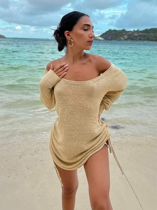 Breezy Beach Robe cache-cœur en tricot dos nu pour femme