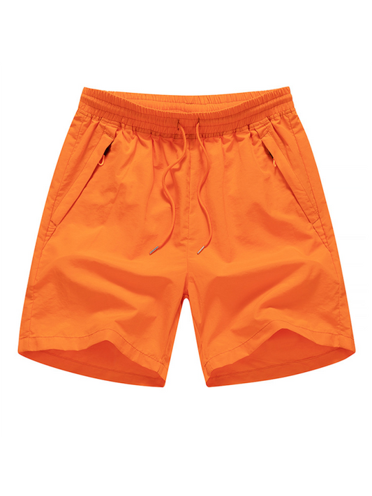 Beach Shorts- Men's Quick-Dry Beach Shorts- Orange- Chuzko Women Clothing