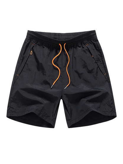 Beach Shorts- Men's Quick-Dry Beach Shorts- Black- Chuzko Women Clothing