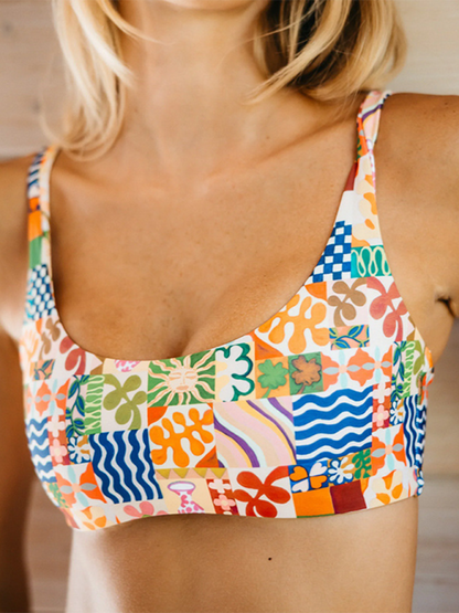 Bikinis- Artful Print Women's High-Cut Bikini & Top Set for Beach Adventures- - Chuzko Women Clothing