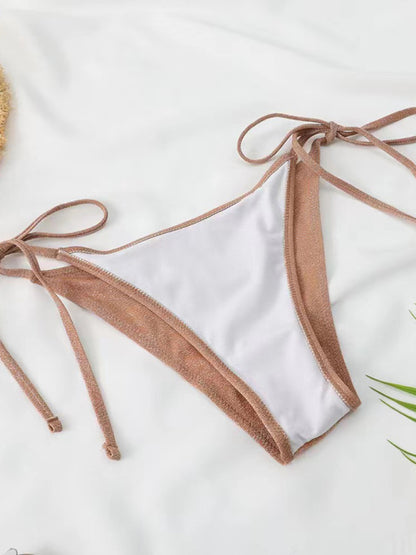 Sparkle 2-Piece String Swimsuit Set - Triangle Bra & Tie-Side Bikini