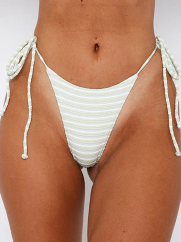 Bikinis- Women's Striped Tie-Side Bikini Set for Sunny Getaways- - Chuzko Women Clothing