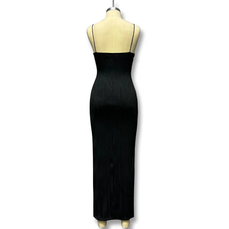 Elegant Long Ribbed Dress - Ideal for Business and Dinners