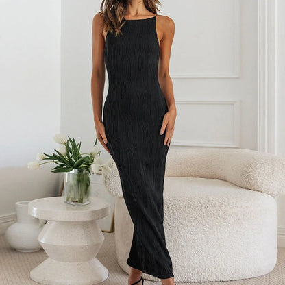 Elegant Long Ribbed Dress - Ideal for Business and Dinners