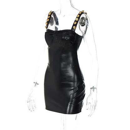 Faux Leather Bodycon Bustier Mini Dress for Party Queens