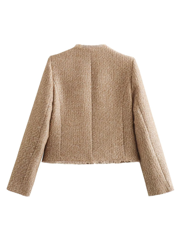 Bouclé Jackets- Elegant Bouclé Jacket – Your Go-To for Every Season- - Chuzko Women Clothing