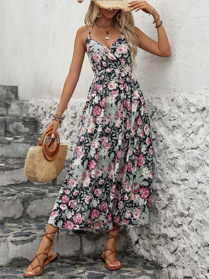 Cami Dresses- Essence of Summer Floral Boho Midi Dress- - Chuzko Women Clothing