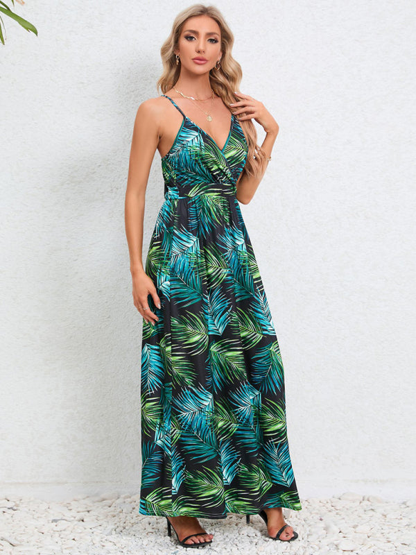 Garden Party Robe longue caraco pour femme avec imprimé tropical