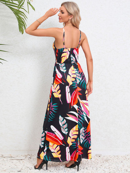 Garden Party Women's Cami Maxi Dress with Tropical Print