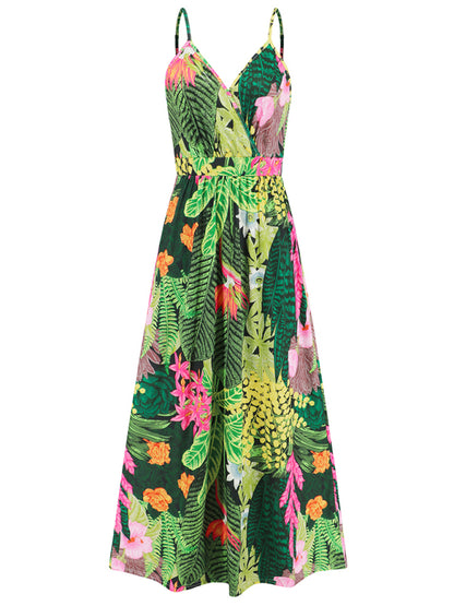 Garden Party Robe longue caraco pour femme avec imprimé tropical