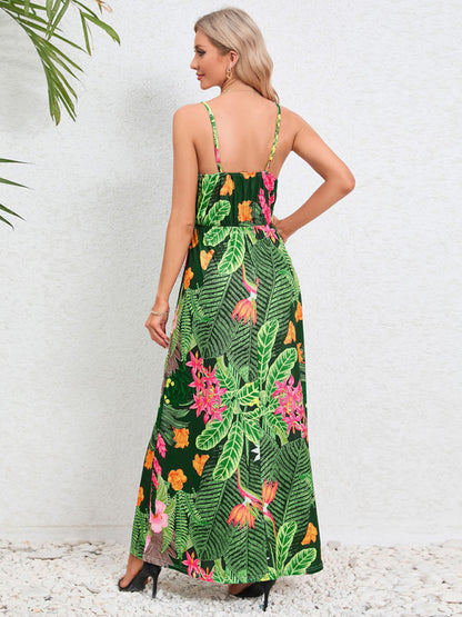 Garden Party Robe longue caraco pour femme avec imprimé tropical