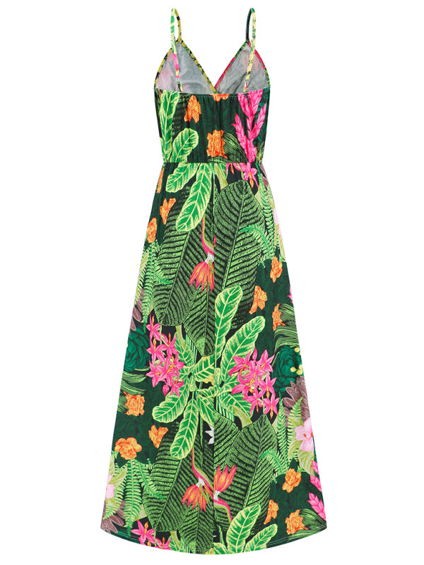 Garden Party Robe longue caraco pour femme avec imprimé tropical