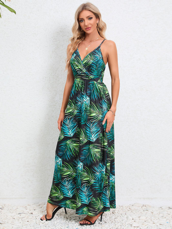 Garden Party Women's Cami Maxi Dress with Tropical Print