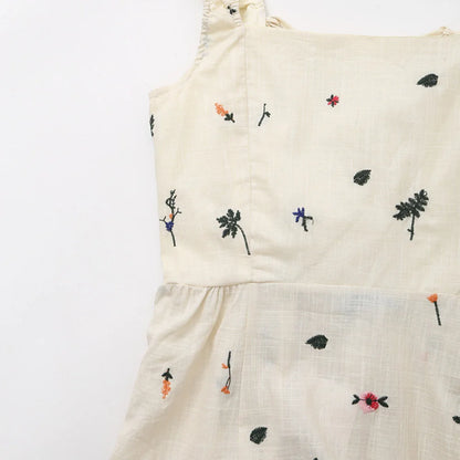 Summer Dress with Lace-Up Back and Embroidery