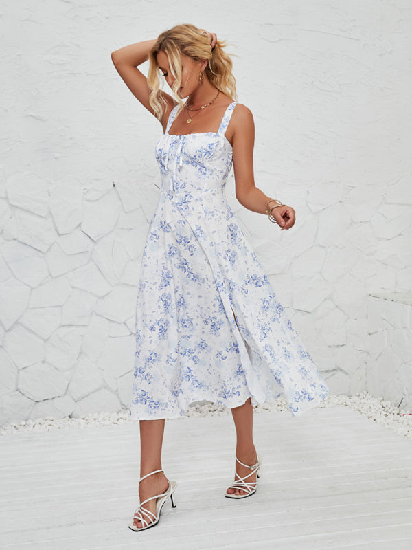 Cami Dresses- Summer Garden Parties Floral A-Line Midi Dress- - Chuzko Women Clothing